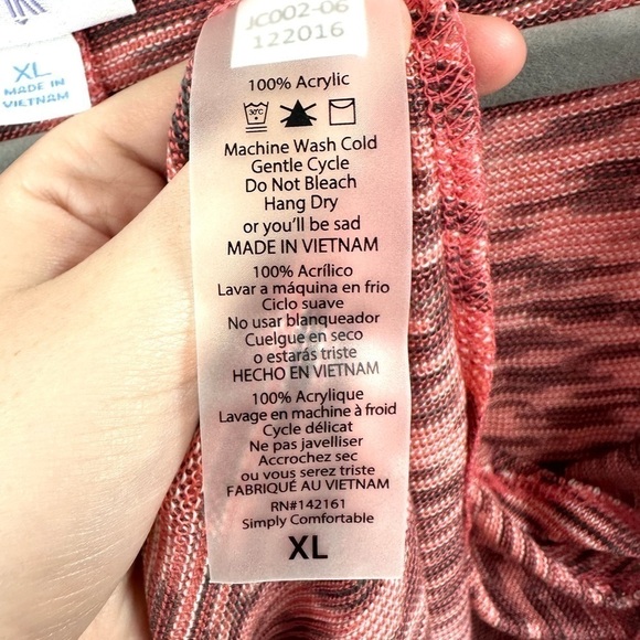 NWT Lularoe Size XL Joy Vest Long Line Sleeveless Duster Cardigan Marled Pink - Picture 6 of 9